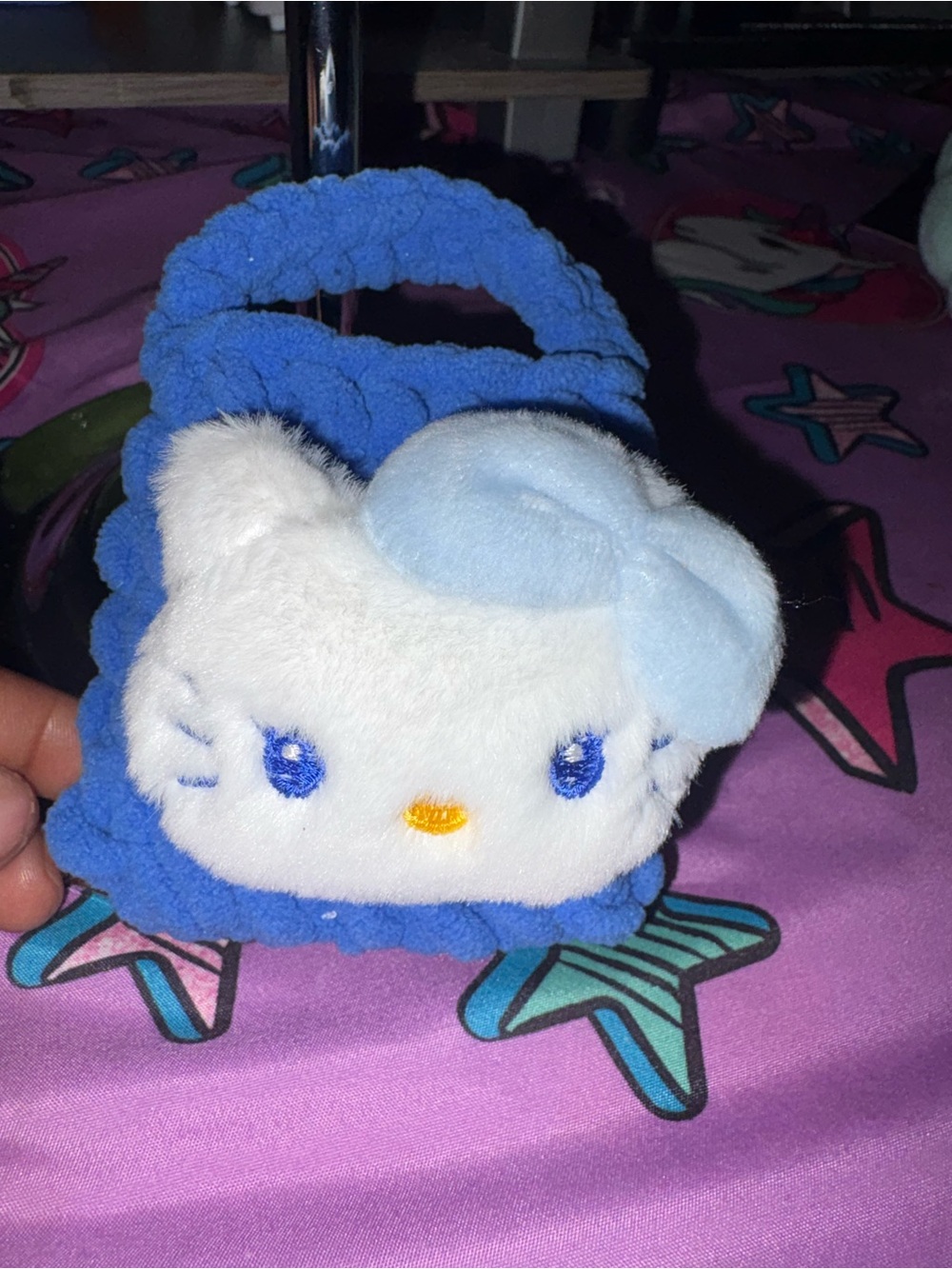Hello Kitty Plush Blue & White Wrist Bag